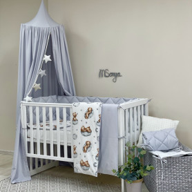 Постільна білизна Msonya Комплект стьобаний бортик хлопець з малюнком сірий Стандарт 60х120