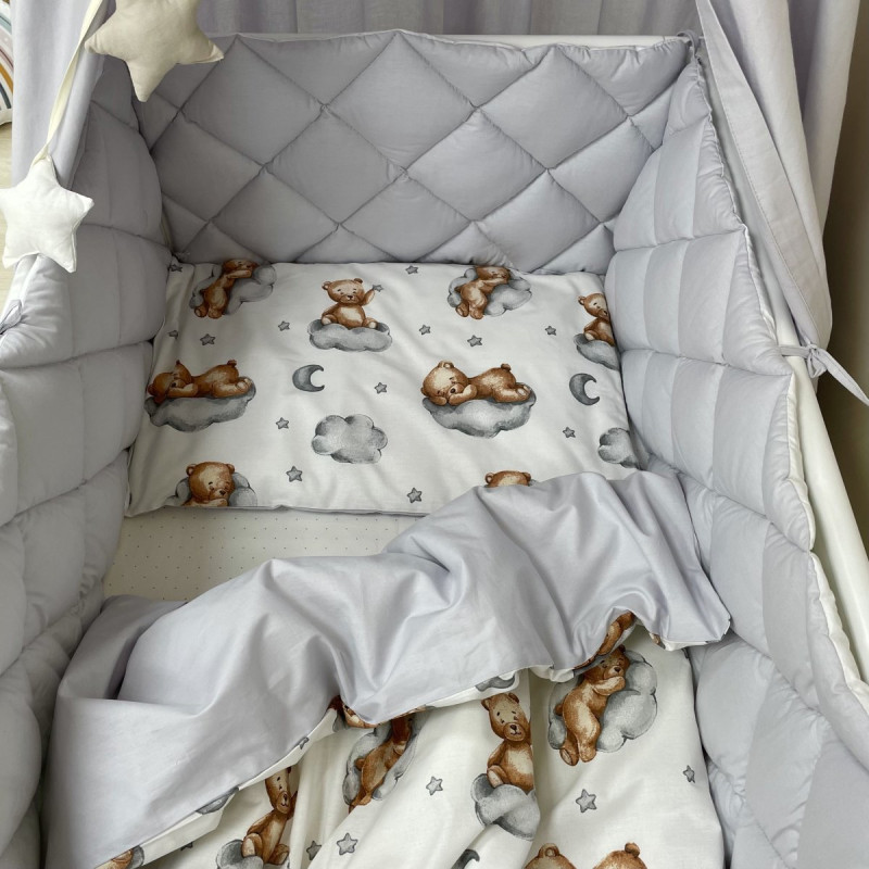 Постільна білизна Msonya Комплект стьобаний бортик хлопець з малюнком сірий Стандарт 60х120