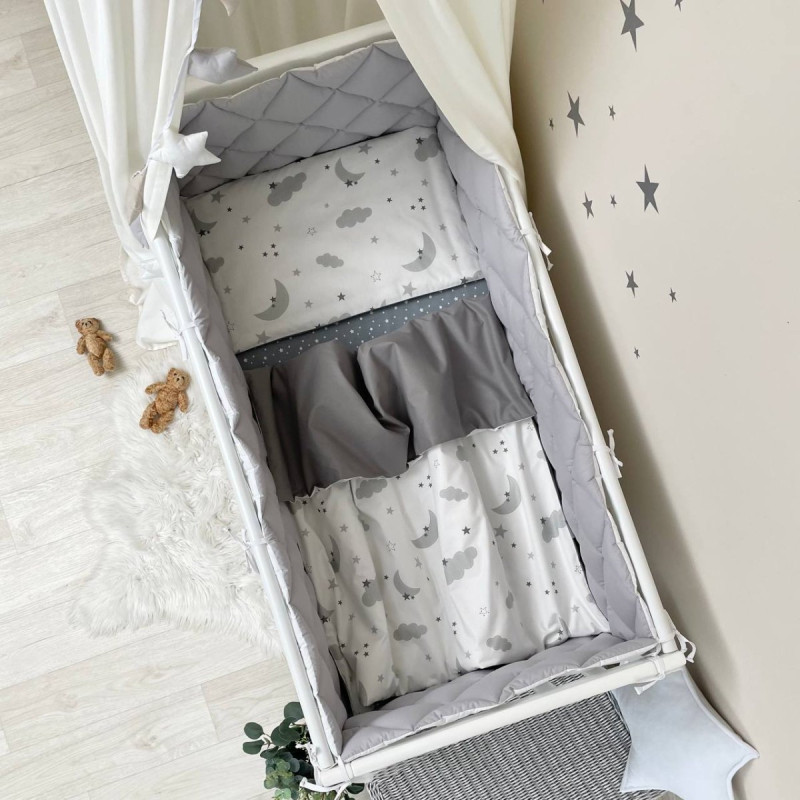 Постільна білизна Msonya Комплект стьобаний бортик унісекс з малюнком сірий Стандарт 60х120