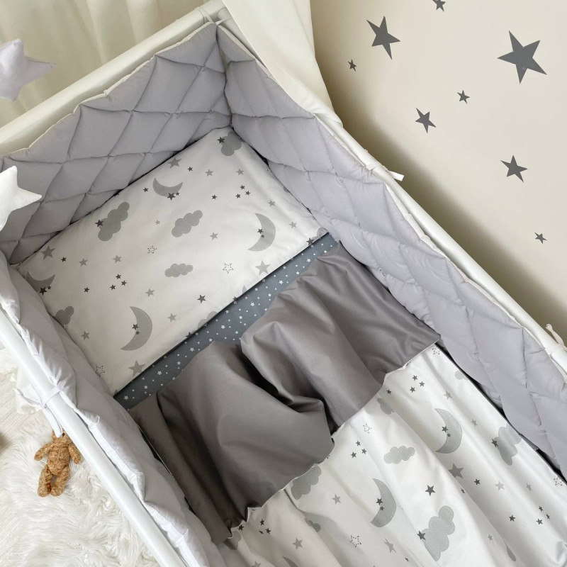 Постільна білизна Msonya Комплект стьобаний бортик унісекс з малюнком сірий Стандарт 60х120
