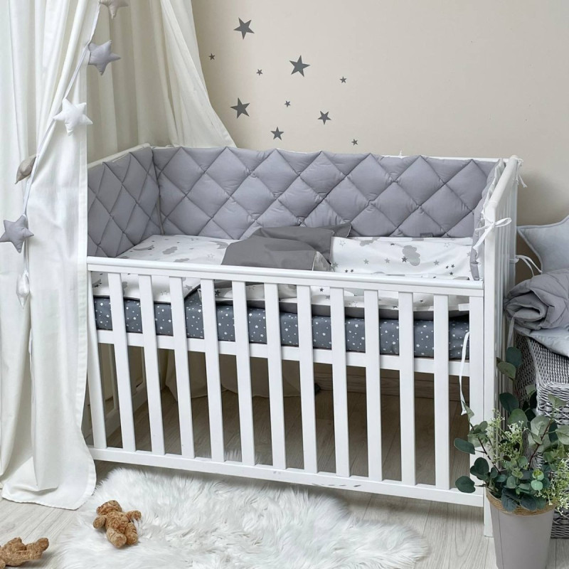 Постільна білизна Msonya Комплект стьобаний бортик унісекс з малюнком сірий Стандарт 60х120