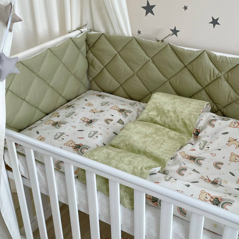 Постільна білизна Msonya Комплект стьобаний бортик хлопець з малюнком Олива Стандарт 60х120