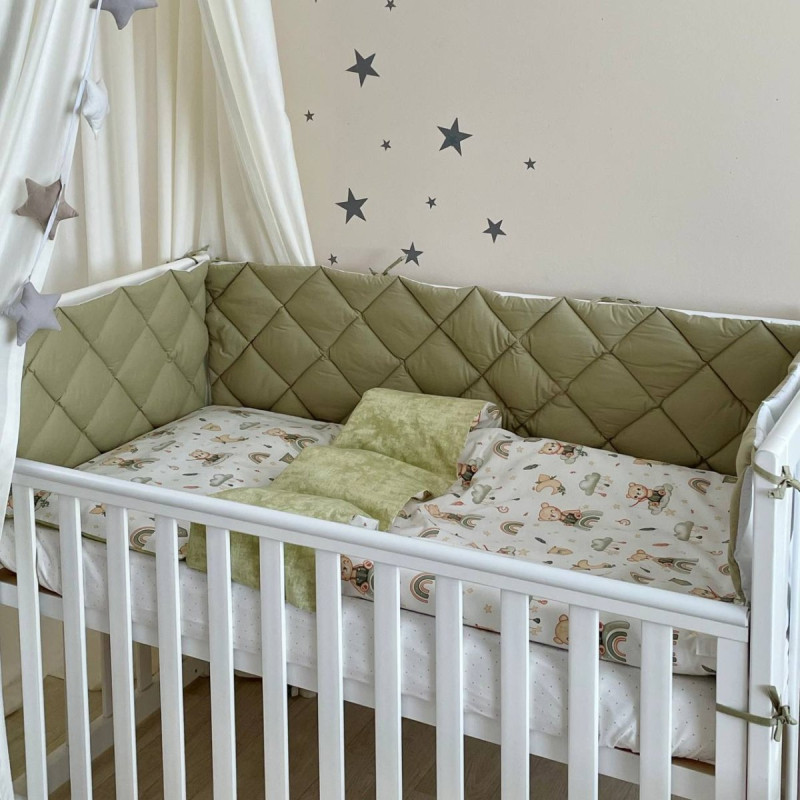 Постільна білизна Msonya Комплект стьобаний бортик хлопець з малюнком Олива Стандарт 60х120