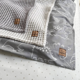 Постільна білизна Msonya ясла поплін Діно на сірому