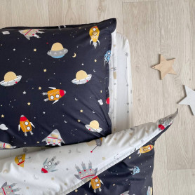 Постільна білизна Msonya ясла поплін Ракети на чорному