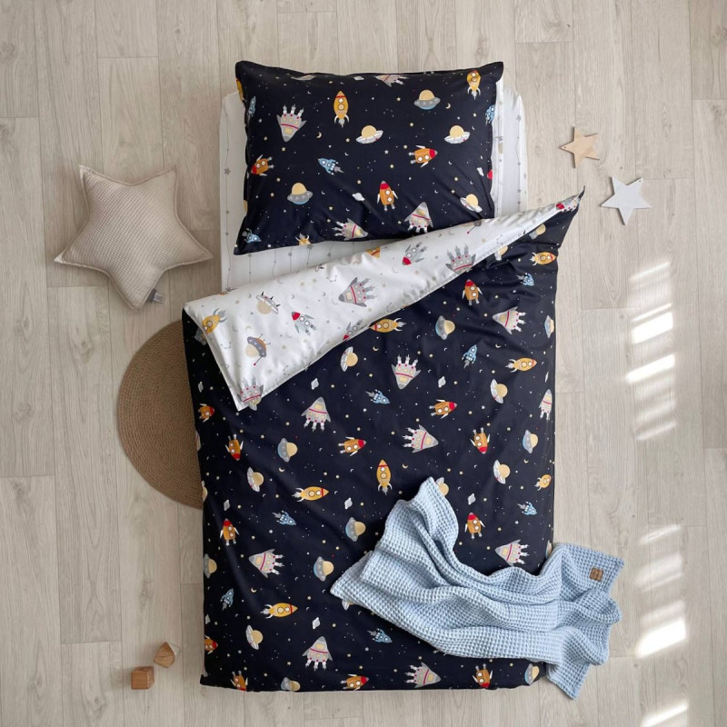 Постільна білизна Msonya ясла поплін Ракети на чорному