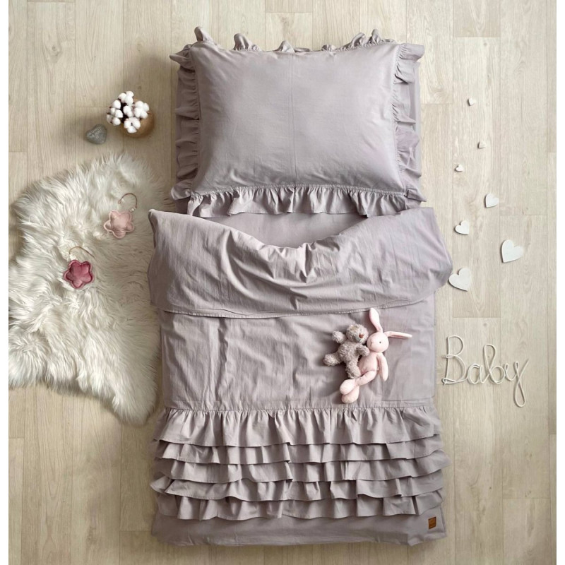Постільна білизна Msonya ясла варенка з рюшем сірий