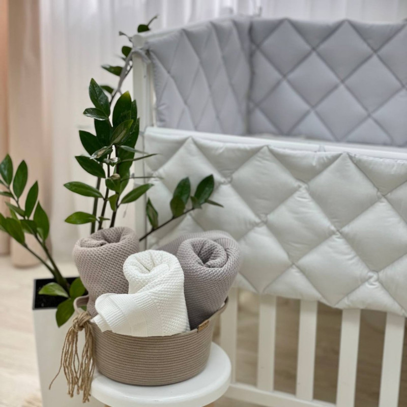 Постільна білизна Msonya Стьобаний бортик срібло/білий