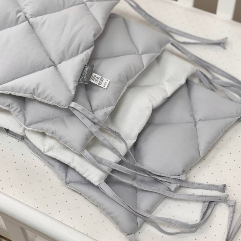 Постільна білизна Msonya Стьобаний бортик срібло/білий