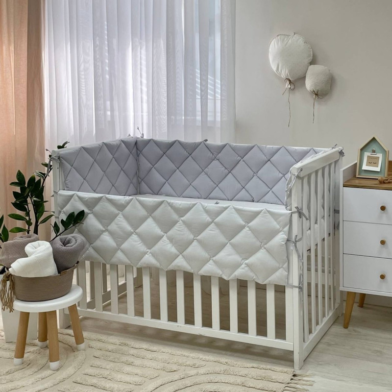 Постільна білизна Msonya Стьобаний бортик срібло/білий