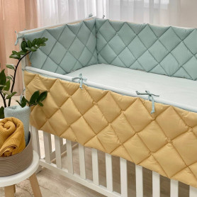 Постільна білизна Msonya Стьобаний бортик тм'ята/гірчиця