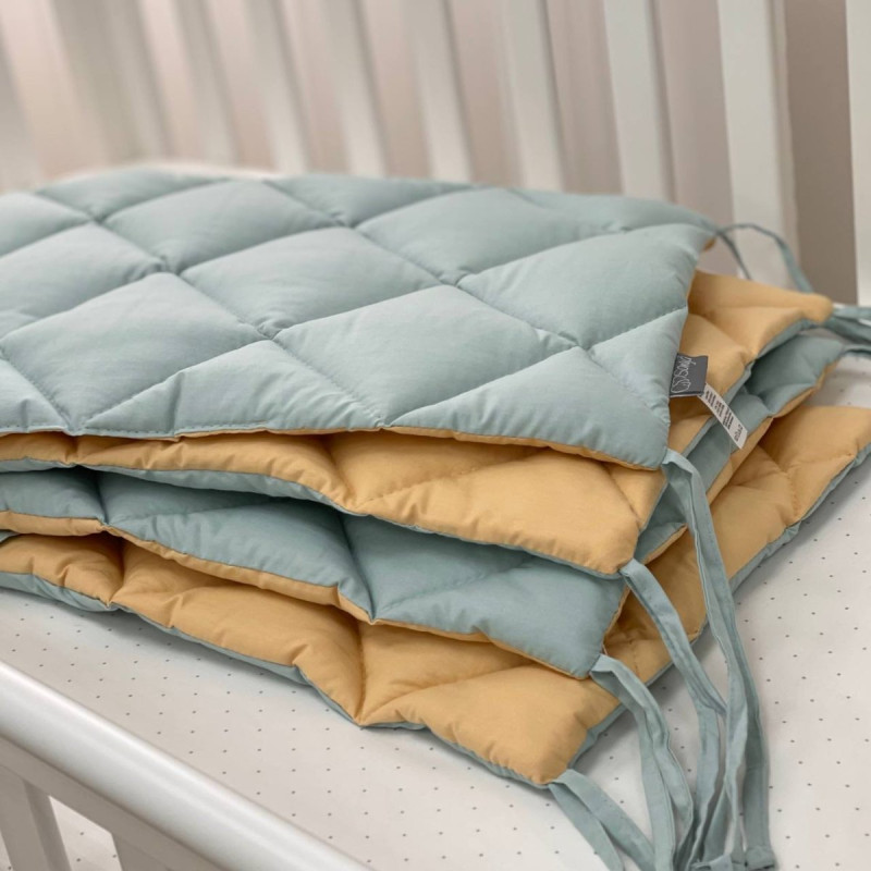 Постільна білизна Msonya Стьобаний бортик тм'ята/гірчиця