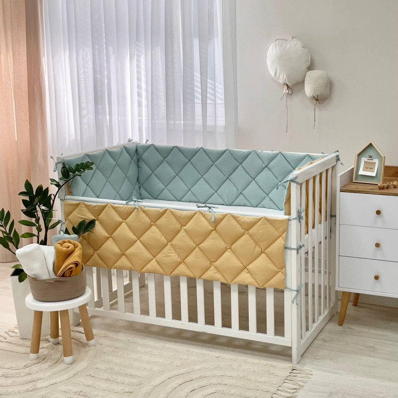 Постільна білизна Msonya Стьобаний бортик тм'ята/гірчиця