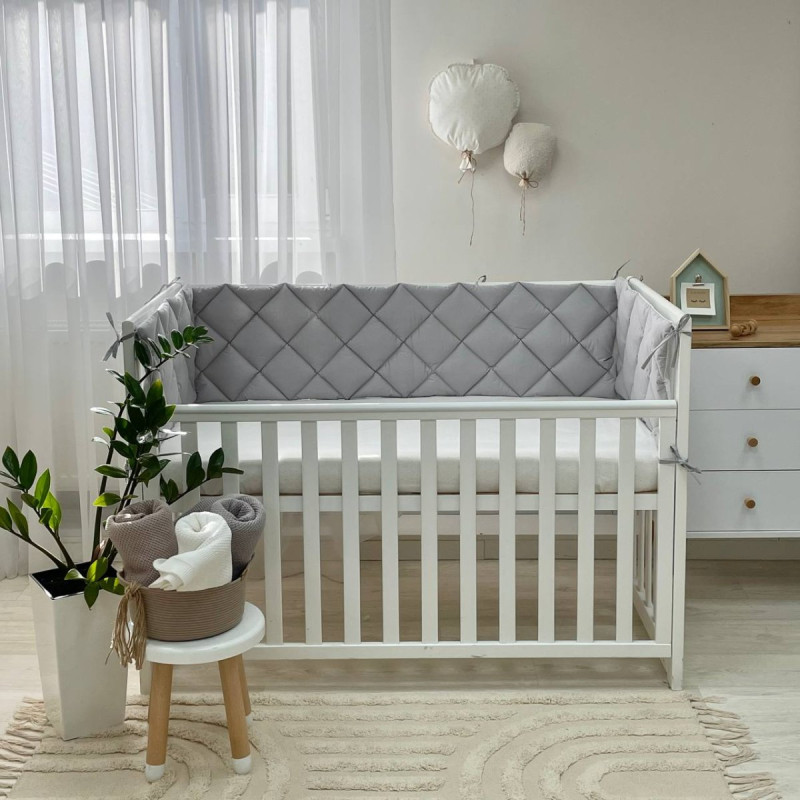 Постільна білизна Msonya Стьобаний бортик сірий/білий