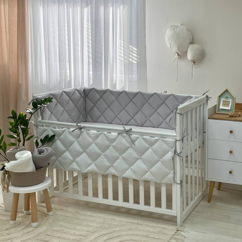 Постільна білизна Msonya Стьобаний бортик сірий/білий