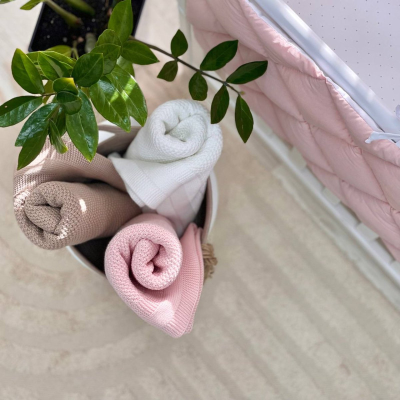 Постільна білизна Msonya Стьобаний бортик пудра/білий