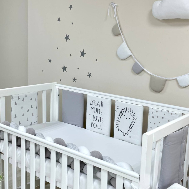 Постільна білизна Msonya Бортик у ліжко подушки на липучках унісекс сірий Стандарт 60х120