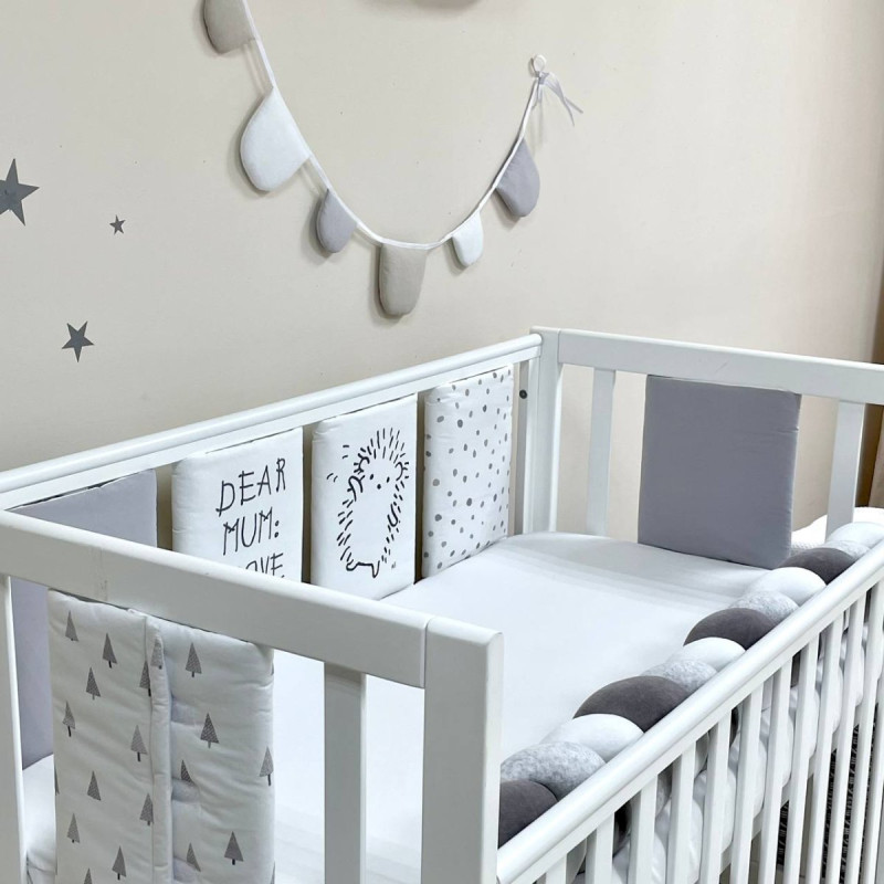 Постільна білизна Msonya Бортик у ліжко подушки на липучках унісекс сірий Стандарт 60х120