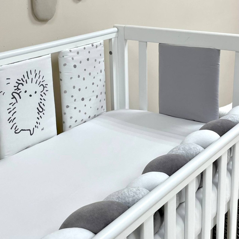 Постільна білизна Msonya Бортик у ліжко подушки на липучках унісекс сірий Стандарт 60х120