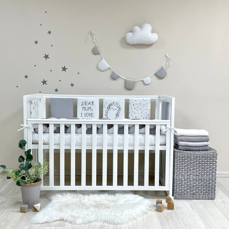 Постільна білизна Msonya Бортик у ліжко подушки на липучках унісекс сірий Стандарт 60х120