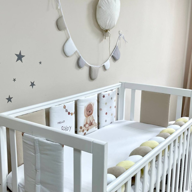 Постільна білизна Msonya Бортик у ліжко подушки на липучках унісекс бежевий Стандарт 60х120