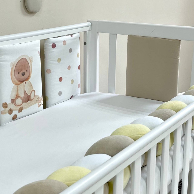 Постільна білизна Msonya Бортик у ліжко подушки на липучках унісекс бежевий Стандарт 60х120