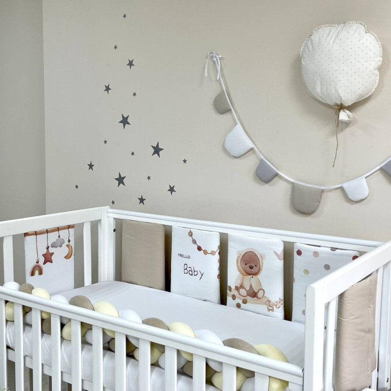 Постільна білизна Msonya Бортик у ліжко подушки на липучках унісекс бежевий Стандарт 60х120