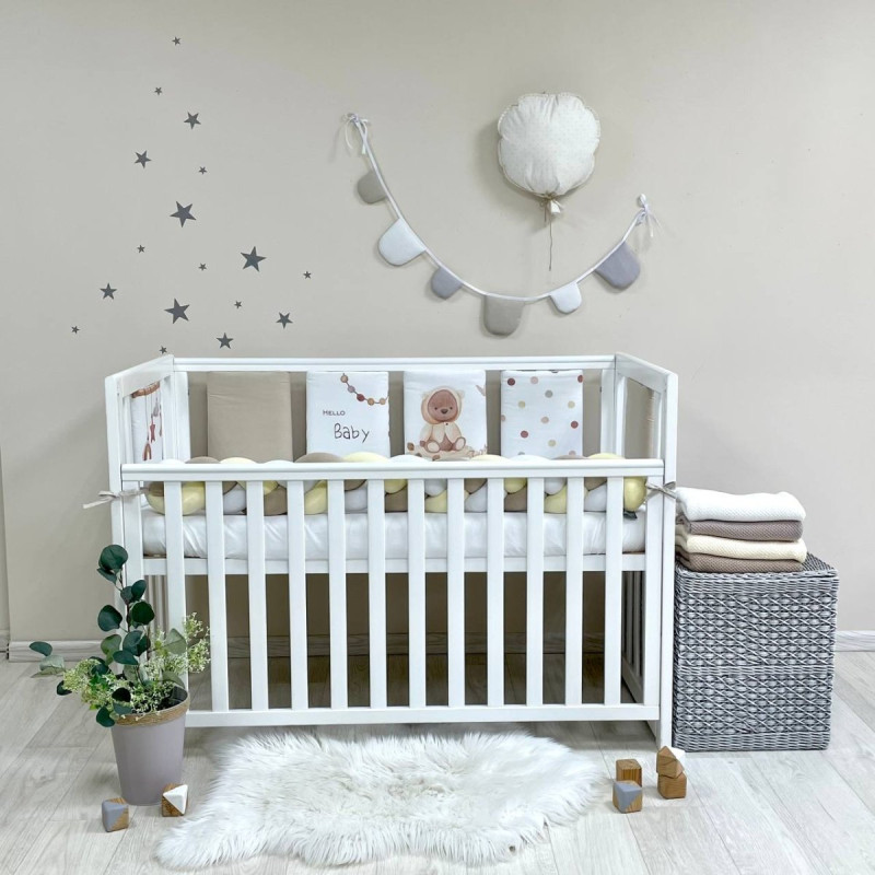 Постільна білизна Msonya Бортик у ліжко подушки на липучках унісекс бежевий Стандарт 60х120