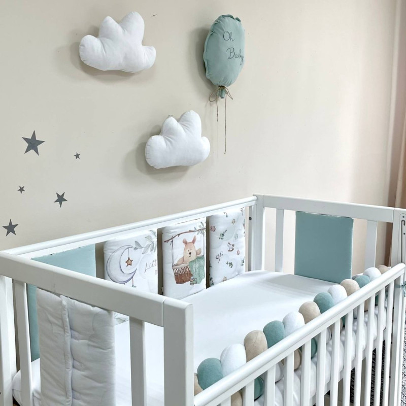 Постільна білизна Msonya Бортик у ліжко подушки на липучках унісекс мята Стандарт 60х120