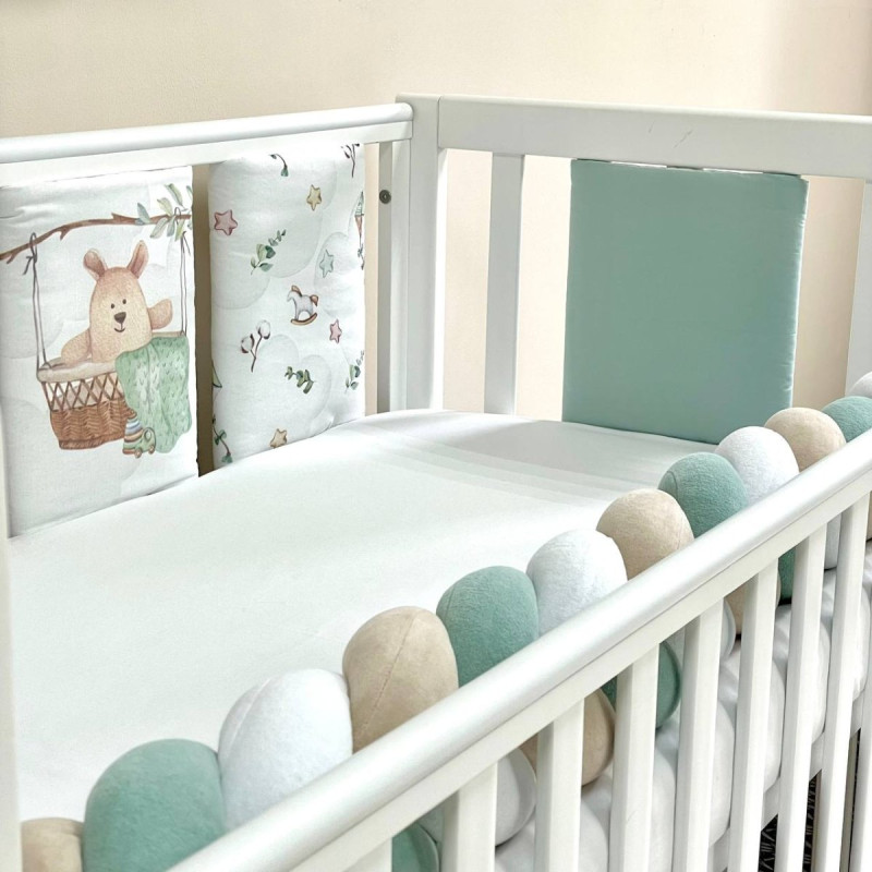 Постільна білизна Msonya Бортик у ліжко подушки на липучках унісекс мята Стандарт 60х120