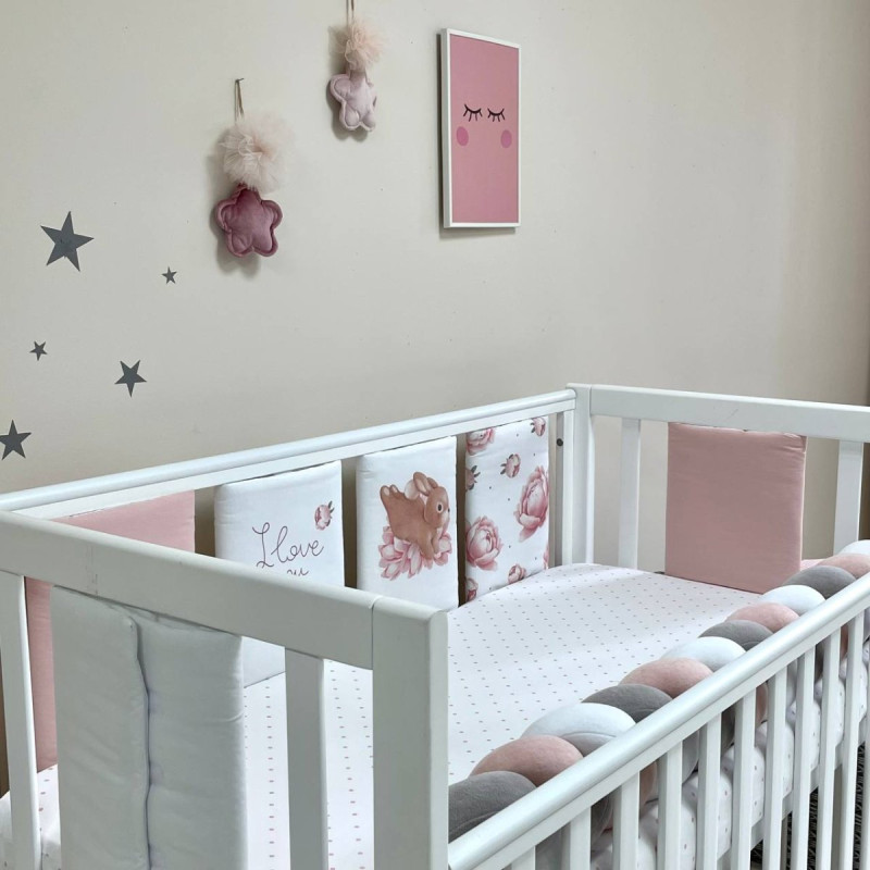 Постільна білизна Msonya Бортик у ліжко подушки на липучках дівчина пудра Стандарт 60х120