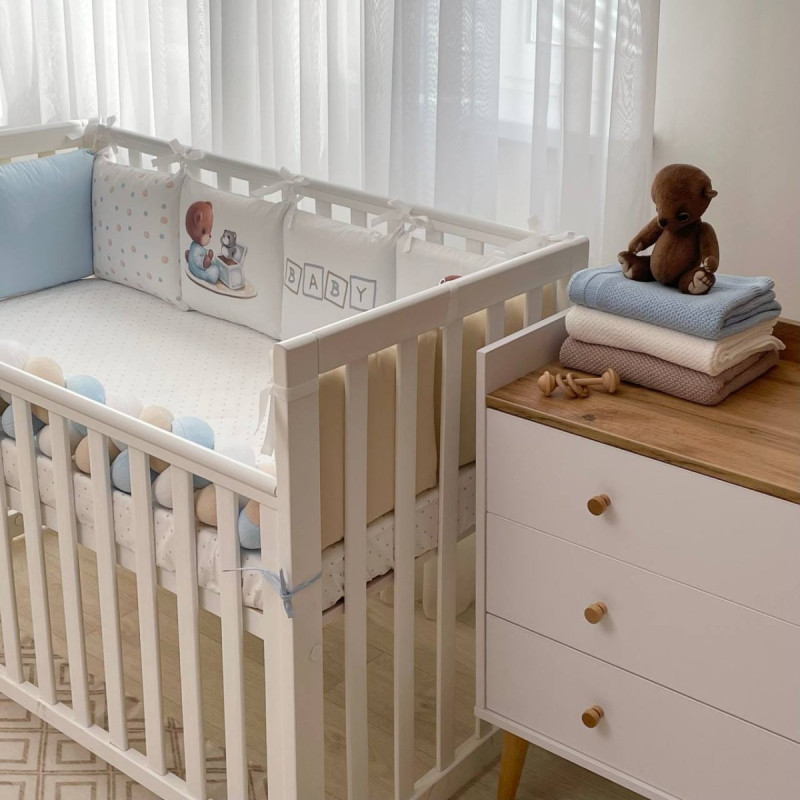 Постільна білизна Msonya Бортик у ліжко Подушки і Бортик-коса хлопець блакитний стандарт, овал 60х120, 70х120 0739107