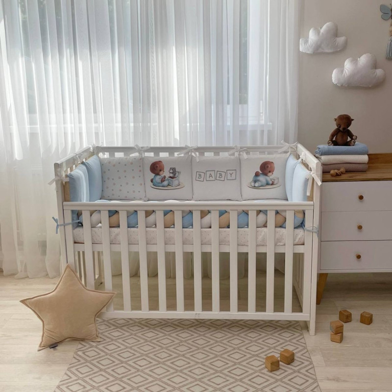 Постільна білизна Msonya Бортик у ліжко Подушки і Бортик-коса хлопець блакитний стандарт, овал 60х120, 70х120 0739107