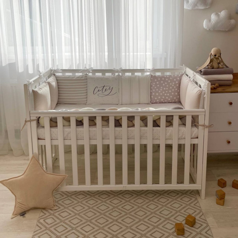 Постільна білизна Msonya Бортик у ліжко Подушки і Бортик-коса унісекс бежевий стандарт, овал 60х120, 70х120 0739112