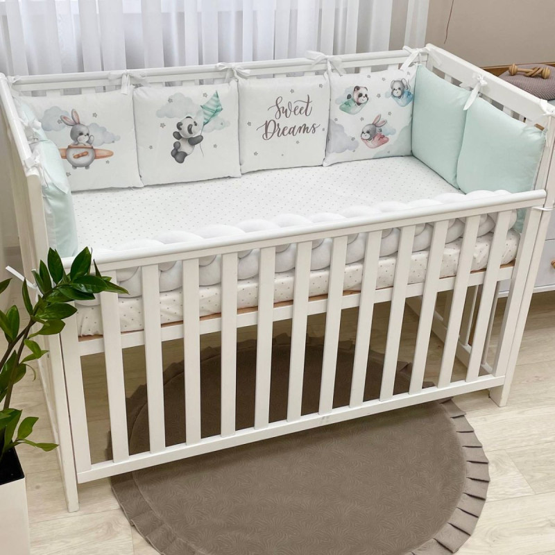 Постільна білизна Msonya Бортик у ліжко Подушки і Бортик-коса унісекс мята стандарт, овал 60х120, 70х120 0739113