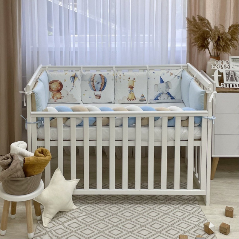 Постільна білизна Msonya Бортик у ліжко Подушки і Бортик-коса хлопець блакитний стандарт, овал 60х120, 70х120 0739136