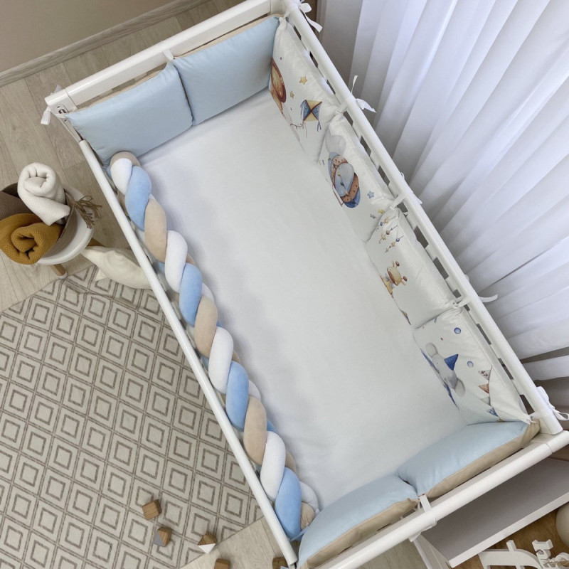 Постільна білизна Msonya Бортик у ліжко Подушки і Бортик-коса хлопець блакитний стандарт, овал 60х120, 70х120 0739136