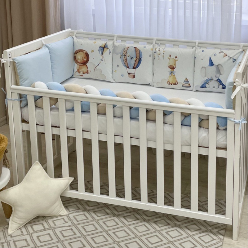 Постільна білизна Msonya Бортик у ліжко Подушки і Бортик-коса хлопець блакитний стандарт, овал 60х120, 70х120 0739136