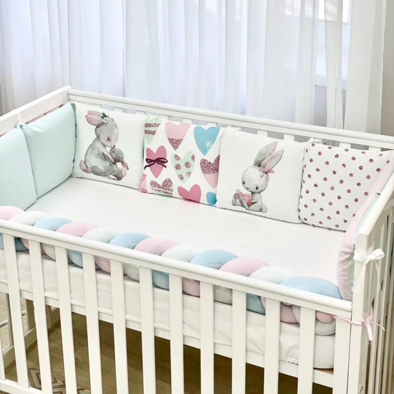 Постільна білизна Msonya Бортик у ліжко Подушки і Бортик-коса дівчина рожевий стандарт, овал 60х120, 70х120 0739246