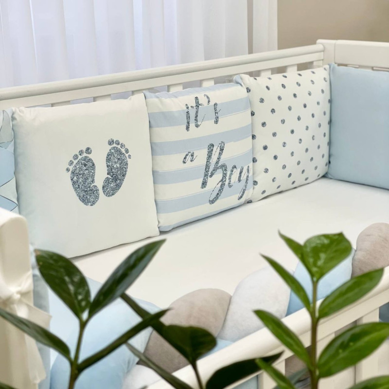 Постільна білизна Msonya Бортик у ліжко Подушки і Бортик-коса хлопець блакитний стандарт, овал 60х120, 70х120 0739248