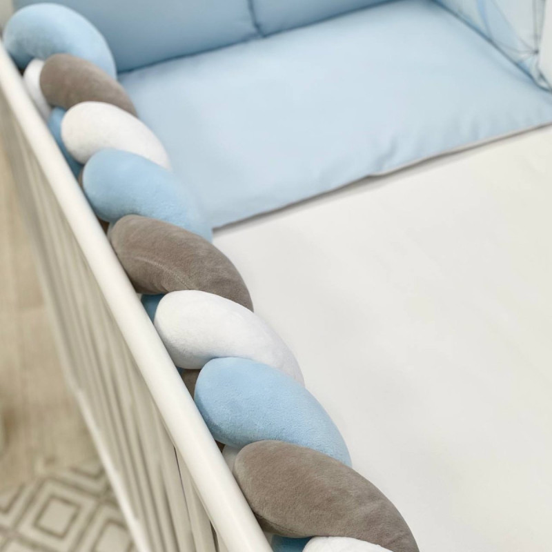 Постільна білизна Msonya Бортик у ліжко Подушки і Бортик-коса хлопець блакитний стандарт, овал 60х120, 70х120 0739248