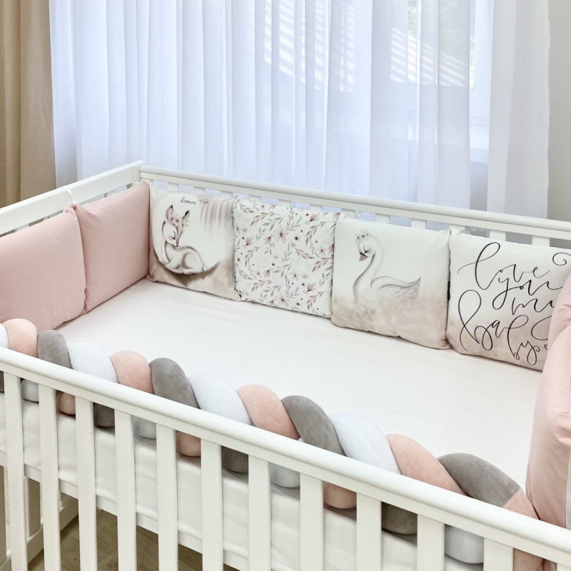 Постільна білизна Msonya Бортик у ліжко Подушки і Бортик-коса дівчина пудра стандарт, овал 60х120, 70х120 0739425