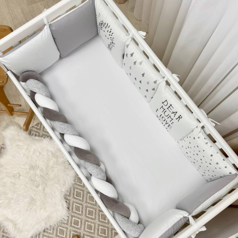 Постільна білизна Msonya Бортик у ліжко Подушки і Бортик-коса унісекс сірий стандарт, овал 60х120, 70х120 0739496