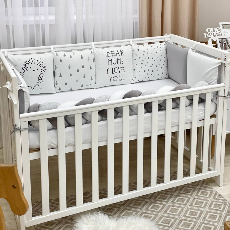 Постільна білизна Msonya Бортик у ліжко Подушки і Бортик-коса унісекс сірий стандарт, овал 60х120, 70х120 0739496