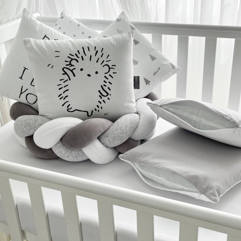 Постільна білизна Msonya Бортик у ліжко Подушки і Бортик-коса унісекс сірий стандарт, овал 60х120, 70х120 0739496