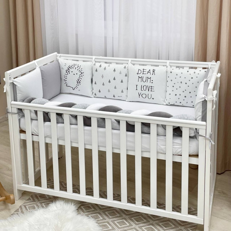 Постільна білизна Msonya Бортик у ліжко Подушки і Бортик-коса унісекс сірий стандарт, овал 60х120, 70х120 0739496