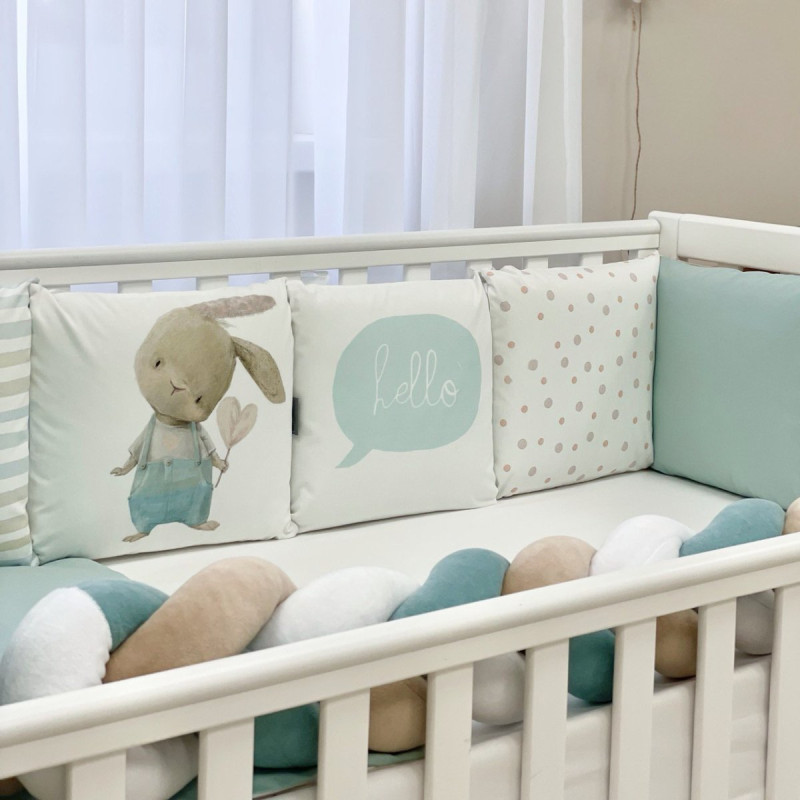 Постільна білизна Msonya Бортик у ліжко Подушки і Бортик-коса унісекс мята стандарт, овал 60х120, 70х120 0739500