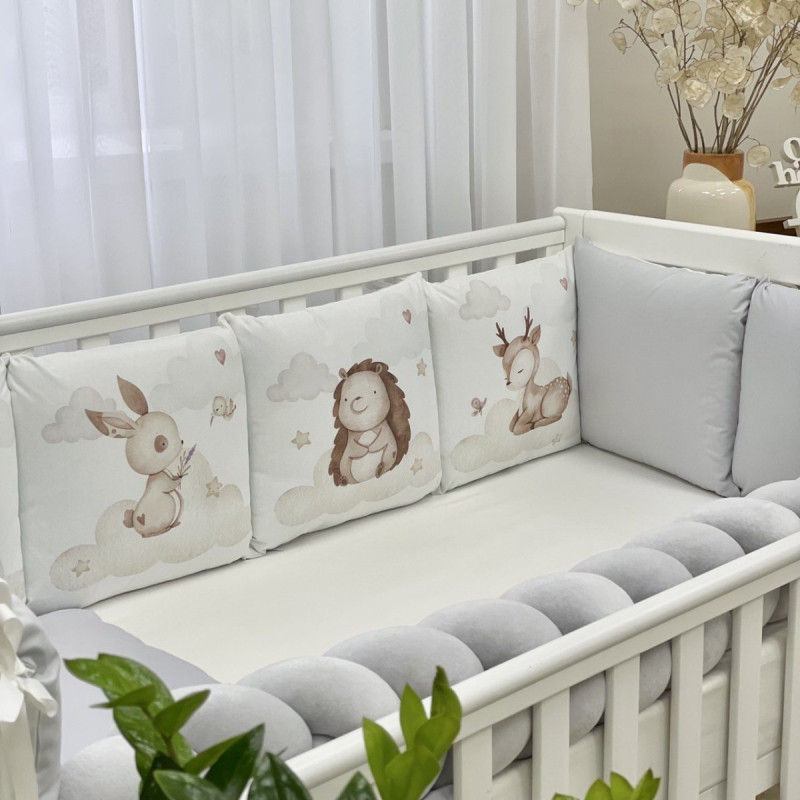 Постільна білизна Msonya Бортик у ліжко Подушки і Бортик-коса унісекс сірий стандарт, овал 60х120, 70х120 073954