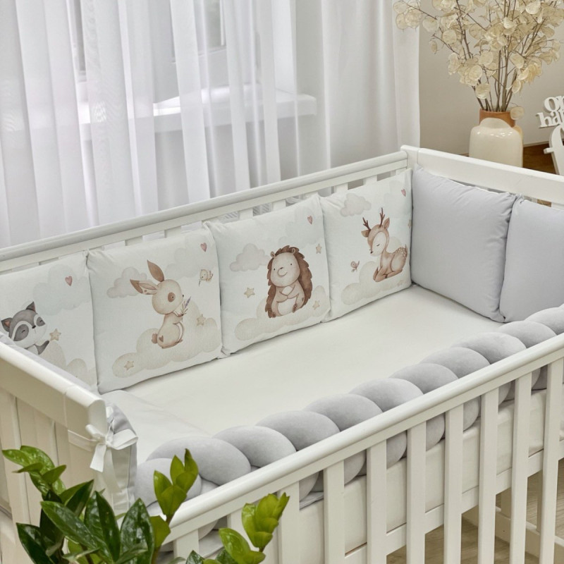 Постільна білизна Msonya Бортик у ліжко Подушки і Бортик-коса унісекс сірий стандарт, овал 60х120, 70х120 073954