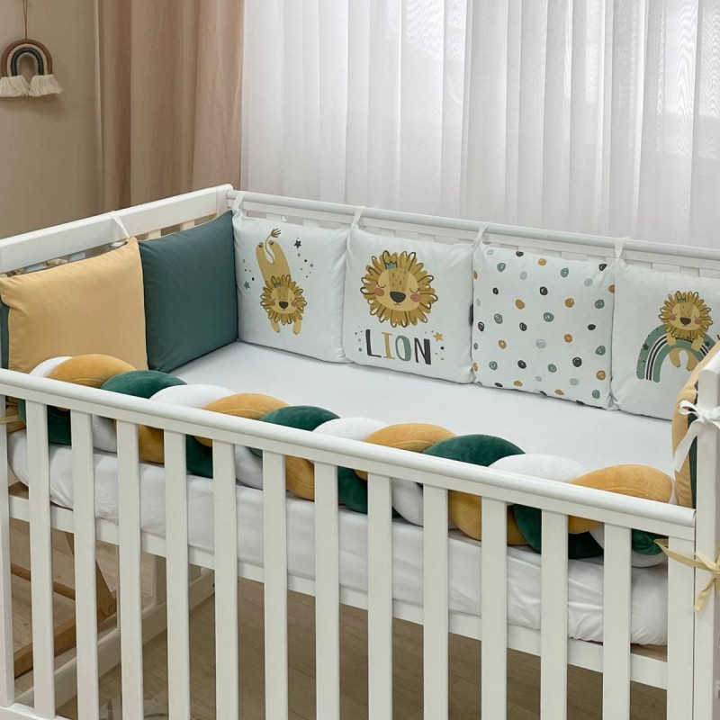 Постільна білизна Msonya Бортик у ліжко Подушки і Бортик-коса хлопець зелений стандарт, овал 60х120, 70х120